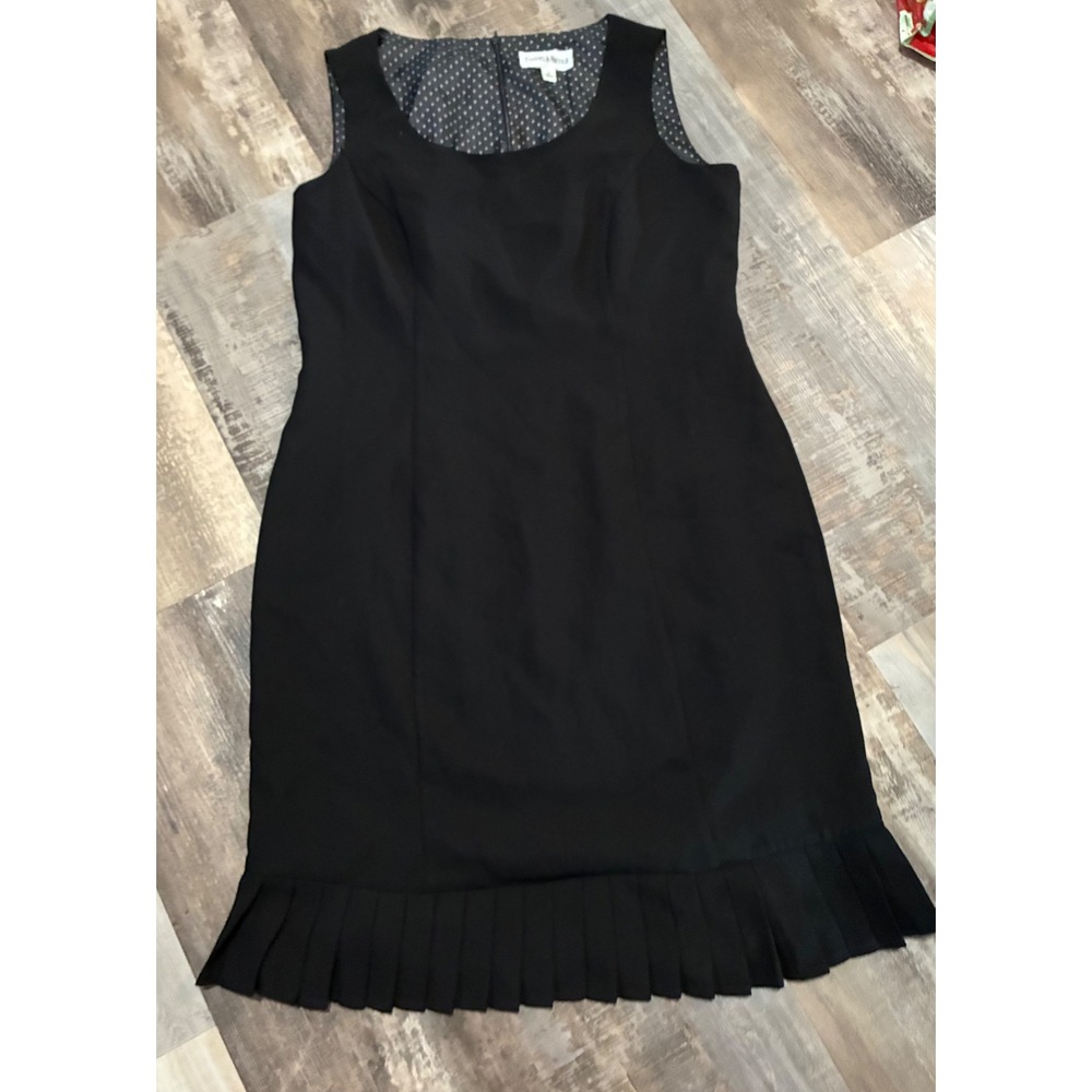 Danny & Nicole Womens Black Sleeveless Pleated Ruffle Hem Sheath Dress Size 14